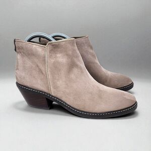 Sam Edelman Pryce Putty Leather Suede Ankle Booties Women's Size 8.5  2" Heel